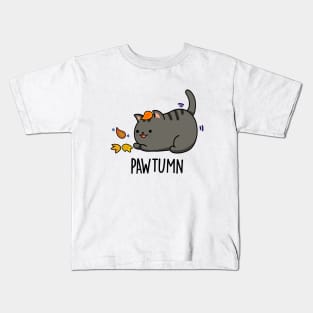 Pawtumn Cute Cat Autum Pun Kids T-Shirt